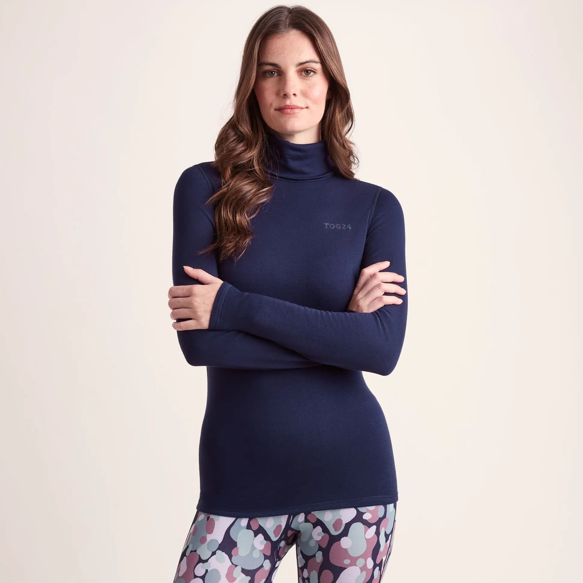 Meru Womens Cashmere Touch Roll Neck Base Layer - Oxford Blue