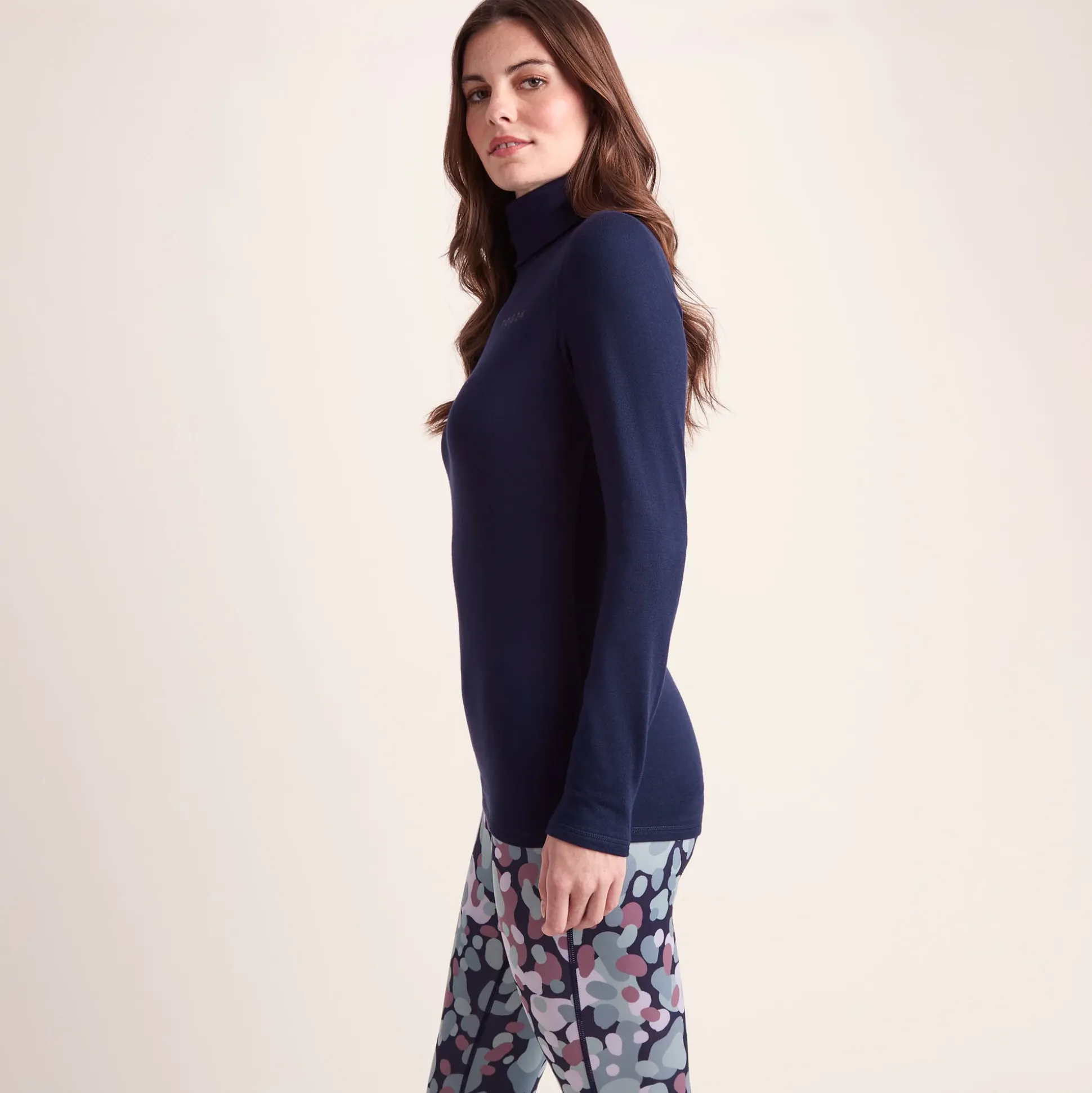 Meru Womens Cashmere Touch Roll Neck Base Layer - Oxford Blue