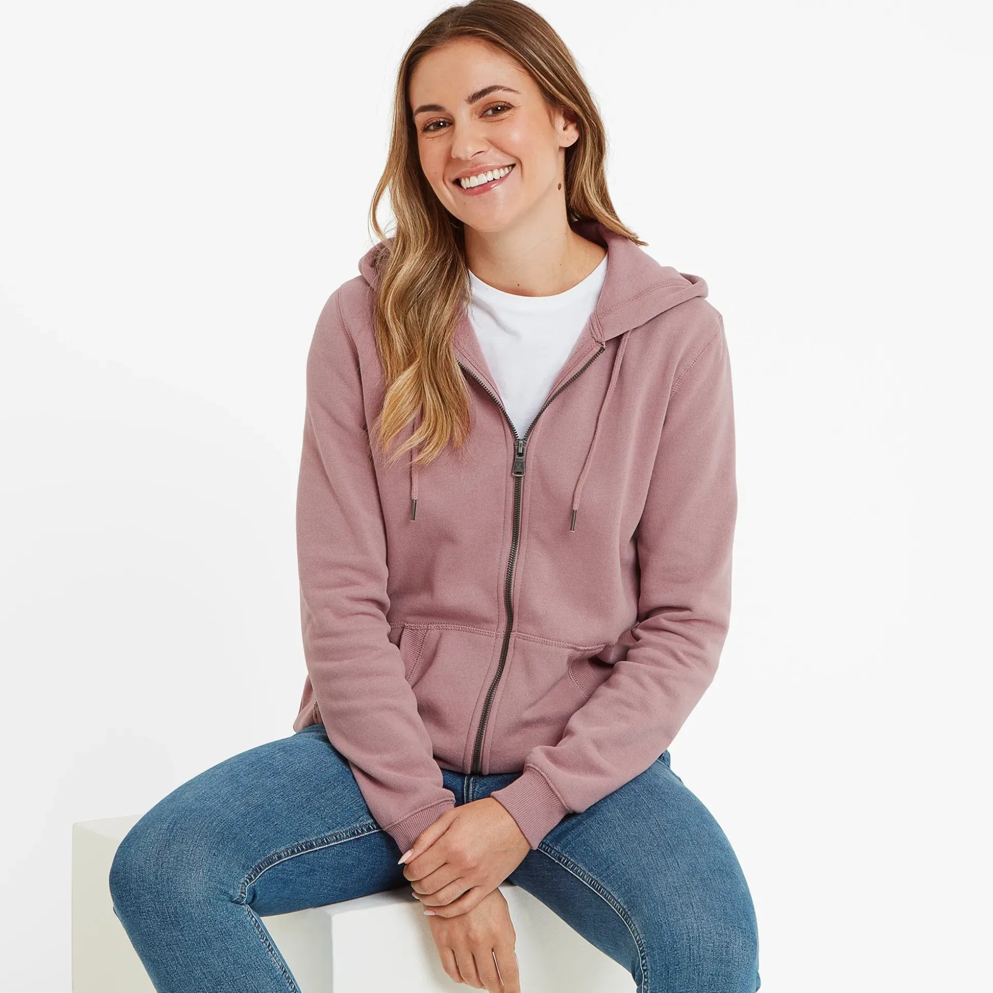 Mia Womens Supersoft Zip Hoody - Faded Pink