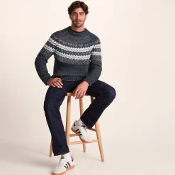 Michael Mens Chunky Knitted Jumper - Dark Indigo Marl