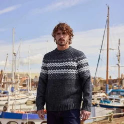 Michael Mens Chunky Knitted Jumper - Dark Indigo Marl