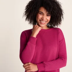 Michelle Womens Cotton Blend Sweat - Washed Burgundy