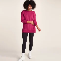Michelle Womens Cotton Blend Sweat - Washed Burgundy