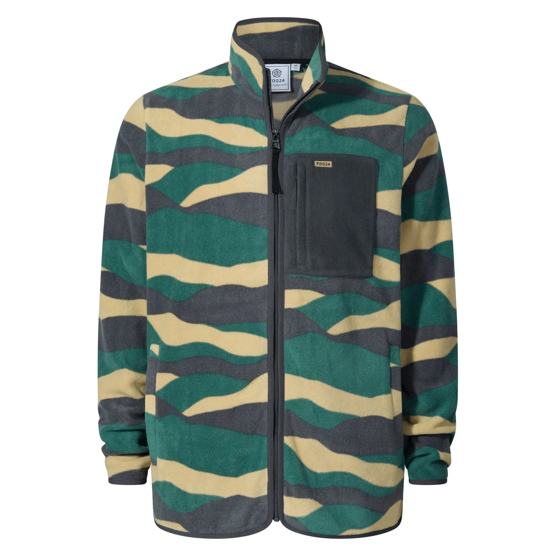 Miles Mens Relaxed Fit Microfleece Jacket - Sand Landscape Print