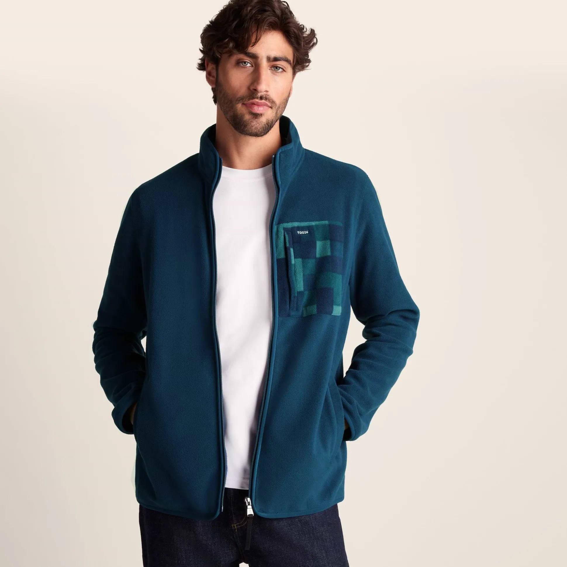 Miles Mens Relaxed Fit Microfleece Jacket - Inky Blue