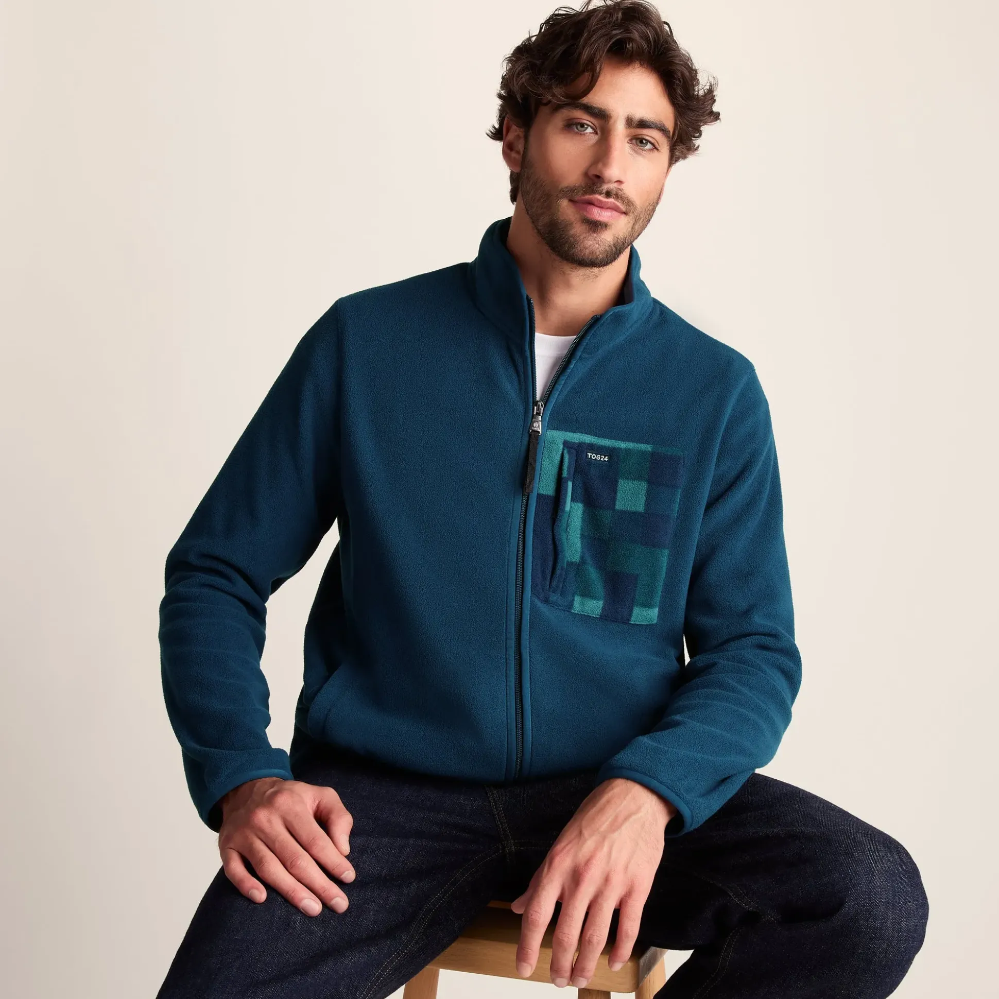 Miles Mens Relaxed Fit Microfleece Jacket - Inky Blue