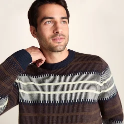 Milo Mens Fairisle Inspired Crew Knit Jumper - Deepest Blue Fairisle