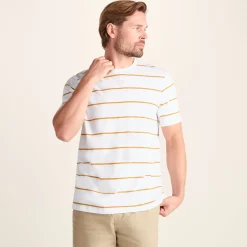 Morar Mens 100% Cotton Supersoft T-Shirt - Dark Yellow Stripe