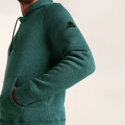 Mosby Mens Supersoft Knitlook Fleece Hoody - Dark Turquoise Marl