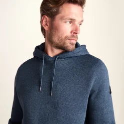 Mosby Mens Supersoft Knitlook Fleece Hoody - Smokey Blue Melange