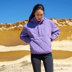 Nanford Womens Oversized Shower Resistant Diamond Quilted Jacket - Orchid
