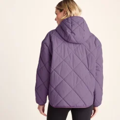 Nanford Womens Oversized Shower Resistant Diamond Quilted Jacket - Orchid