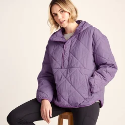 Nanford Womens Oversized Shower Resistant Diamond Quilted Jacket - Orchid