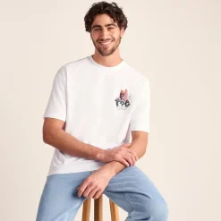 Negroni Mens Relaxed Fit 100% Cotton Supersoft Hattie Clark T-Shirt - Optic White