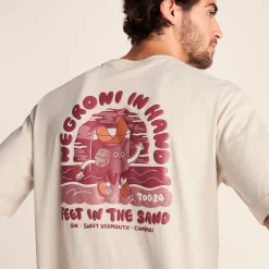 Negroni Mens Relaxed Fit 100% Cotton Supersoft Hattie Clark T-Shirt - Warm Cloud