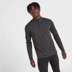 Nevis Mens Merino Base Layer Zip Neck - Grey Marl