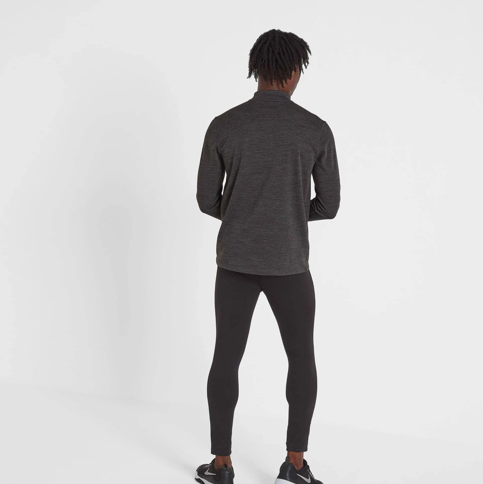Nevis Mens Merino Base Layer Zip Neck - Grey Marl