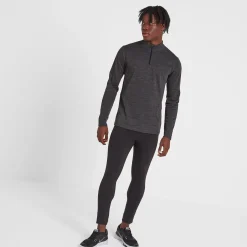 Nevis Mens Merino Base Layer Zip Neck - Grey Marl