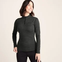Nevis Womens Merino Base Layer Zip Neck - Grey Marl