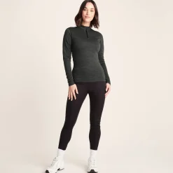 Nevis Womens Merino Base Layer Zip Neck - Grey Marl