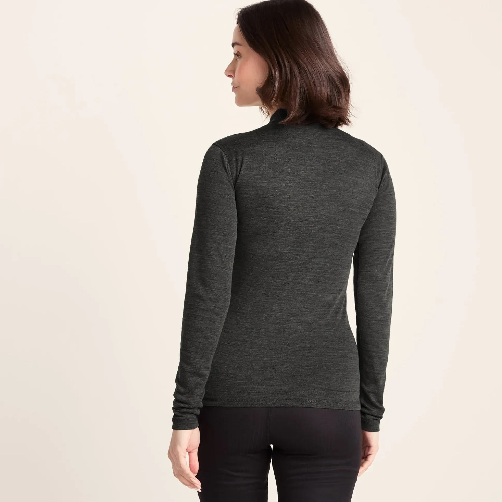 Nevis Womens Merino Base Layer Zip Neck - Grey Marl