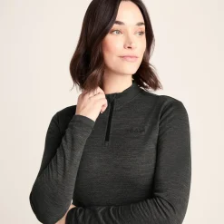 Nevis Womens Merino Base Layer Zip Neck - Grey Marl