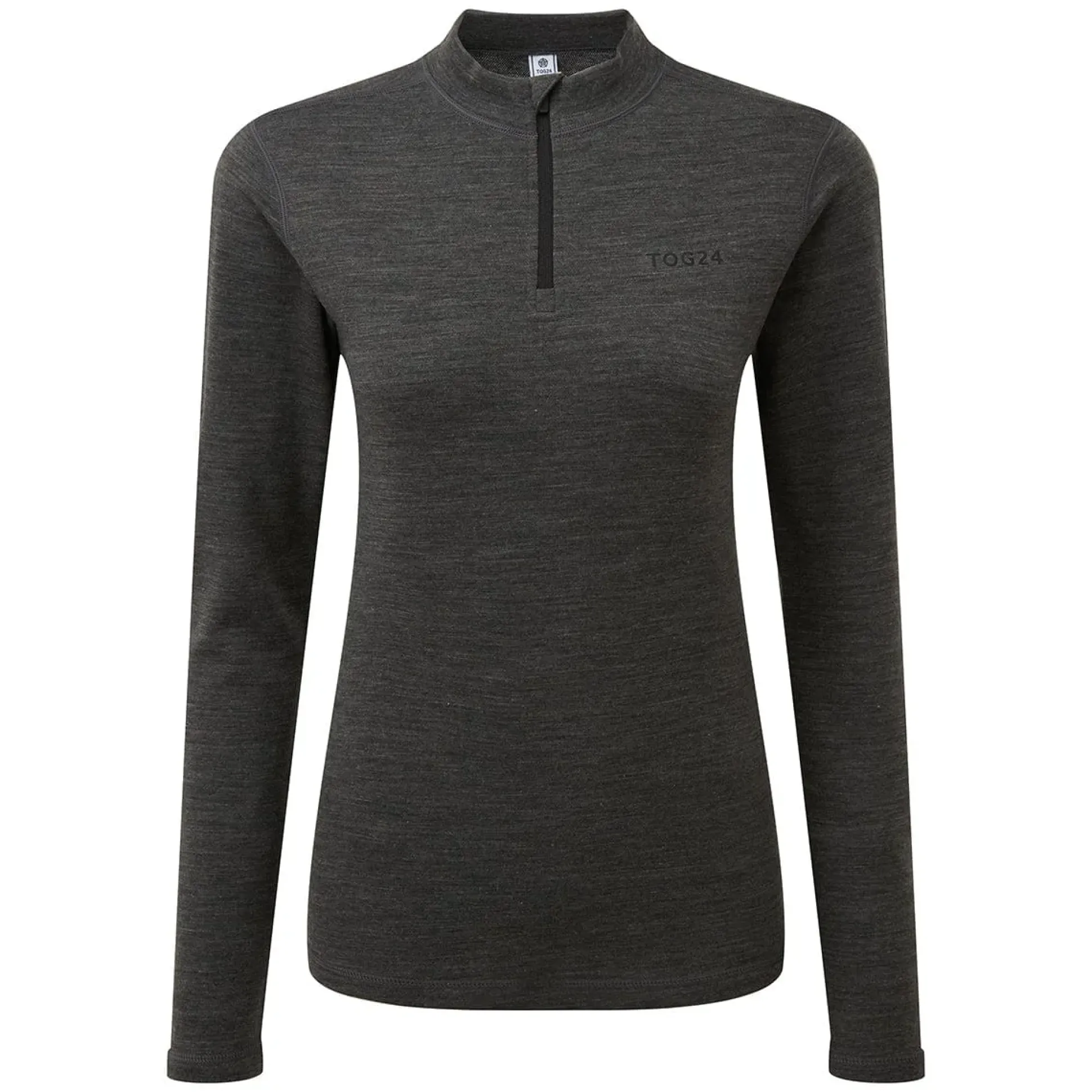 Nevis Womens Merino Base Layer Zip Neck - Grey Marl