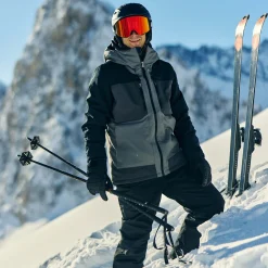 Nitehawk Mens Ski Jacket - Steel Grey/Soot Grey/Black