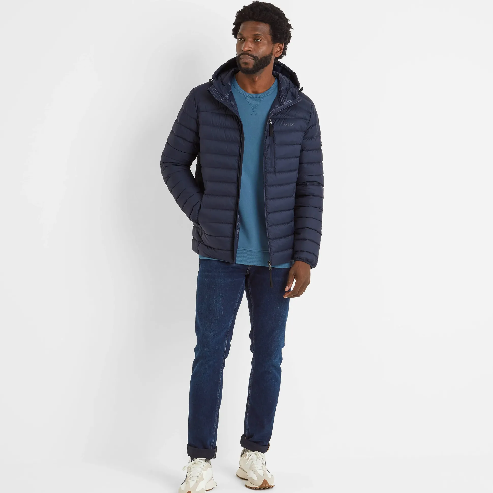 North Mens RDS Certified Down Hooded Jacket - Dark Indigo