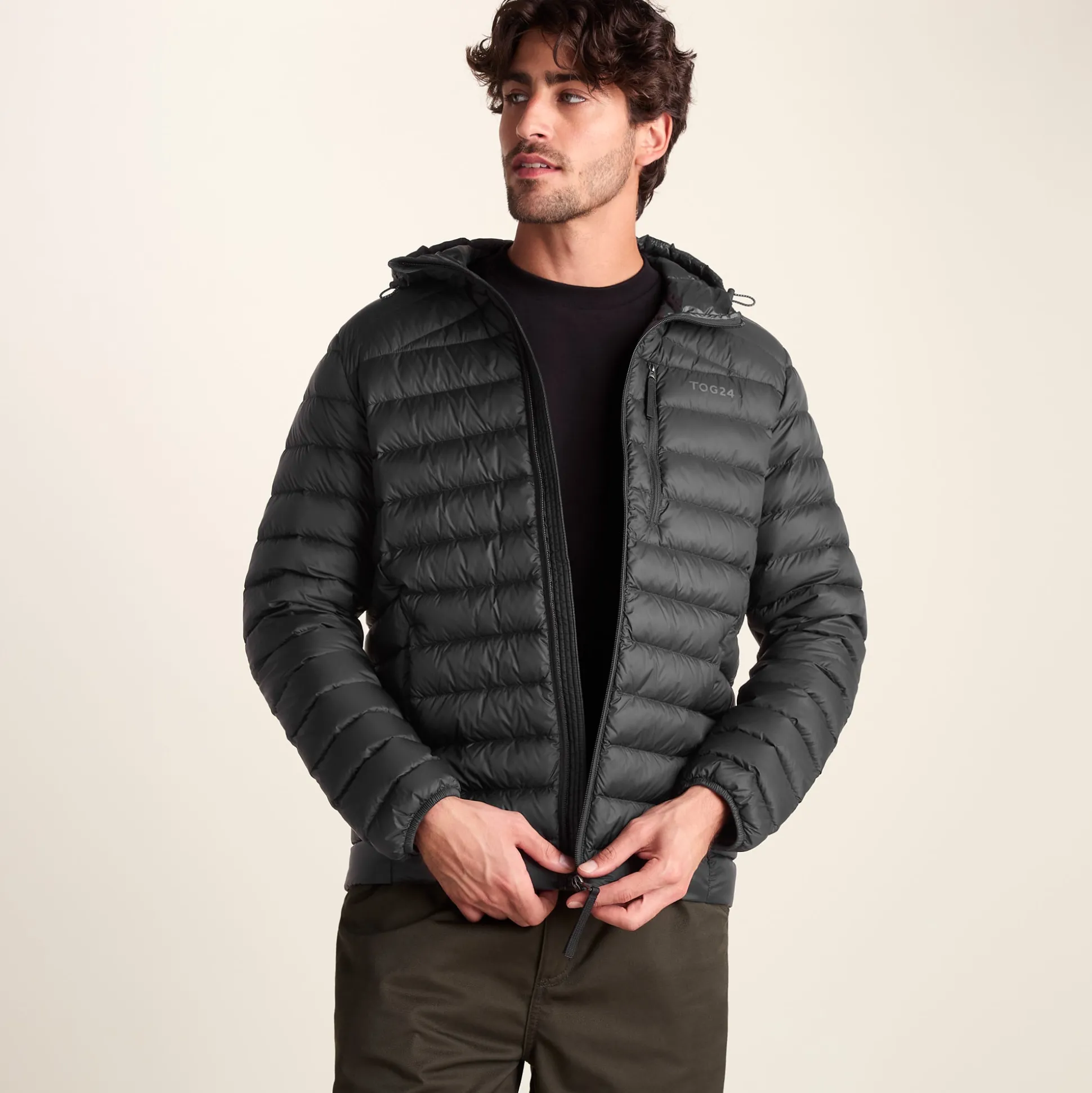 North Mens RDS Certified Down Hooded Jacket - Black