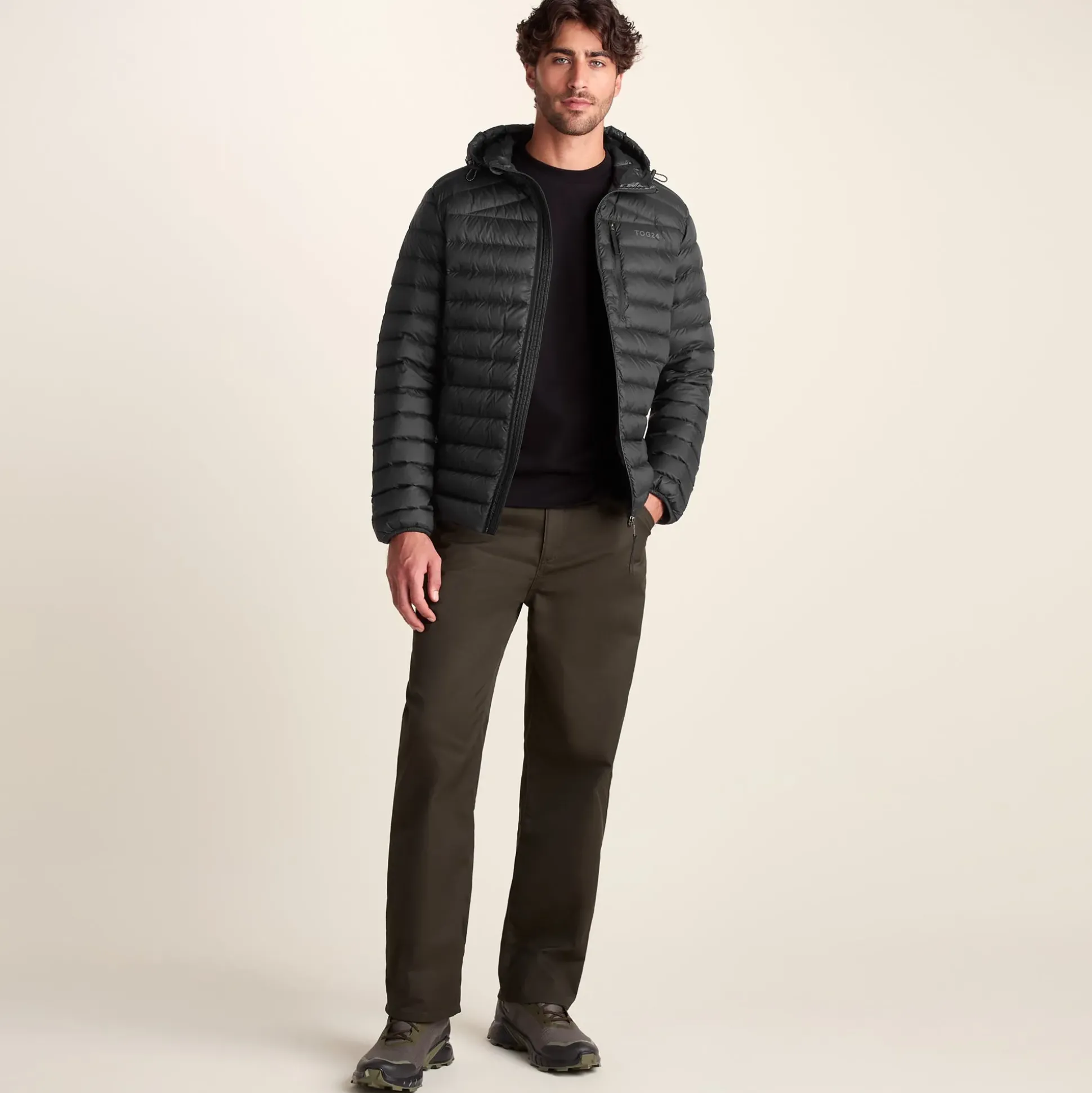 North Mens RDS Certified Down Hooded Jacket - Black