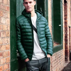 North Mens RDS Certified Down Hooded Jacket - Evergreen