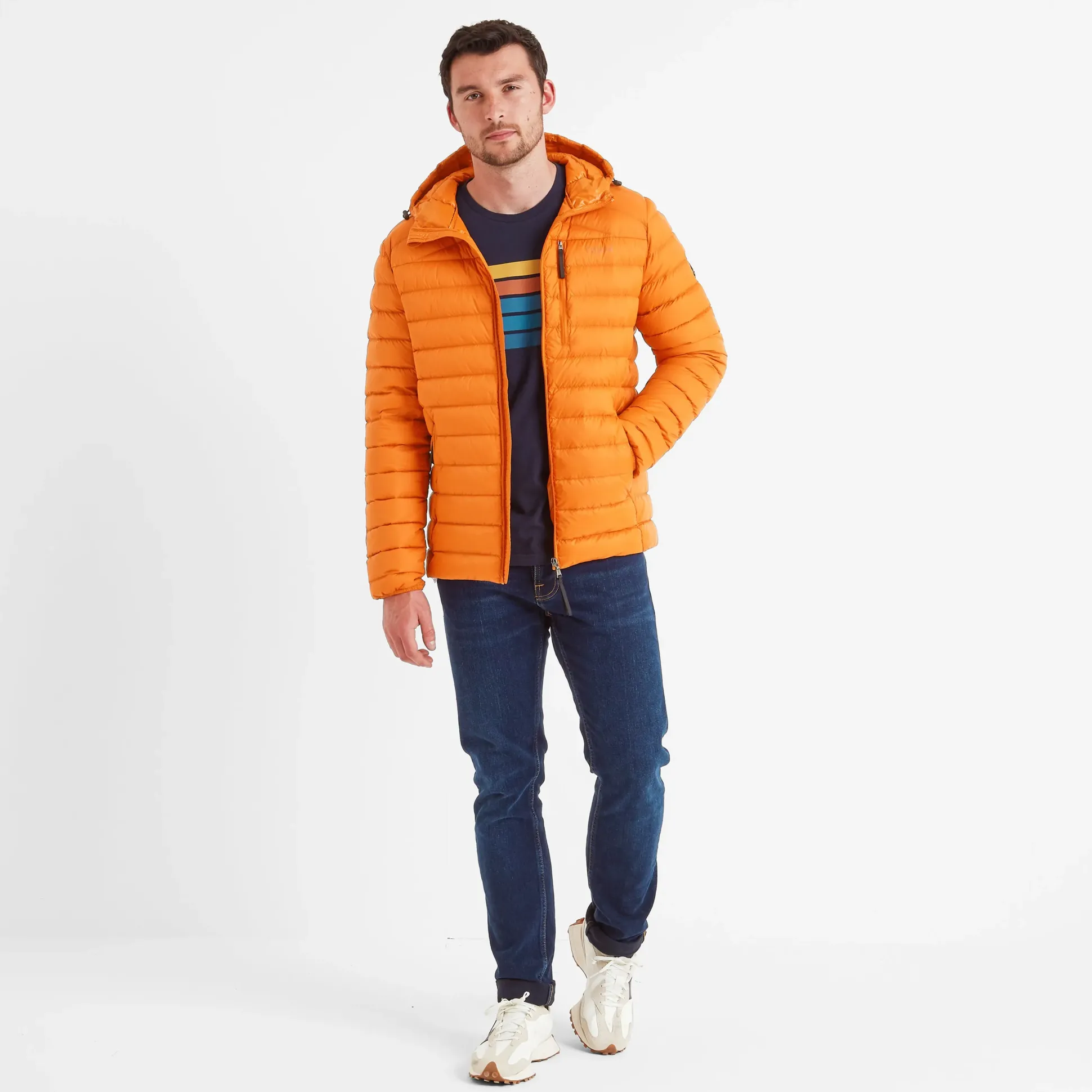 North Mens RDS Certified Down Hooded Jacket - Dark Orange