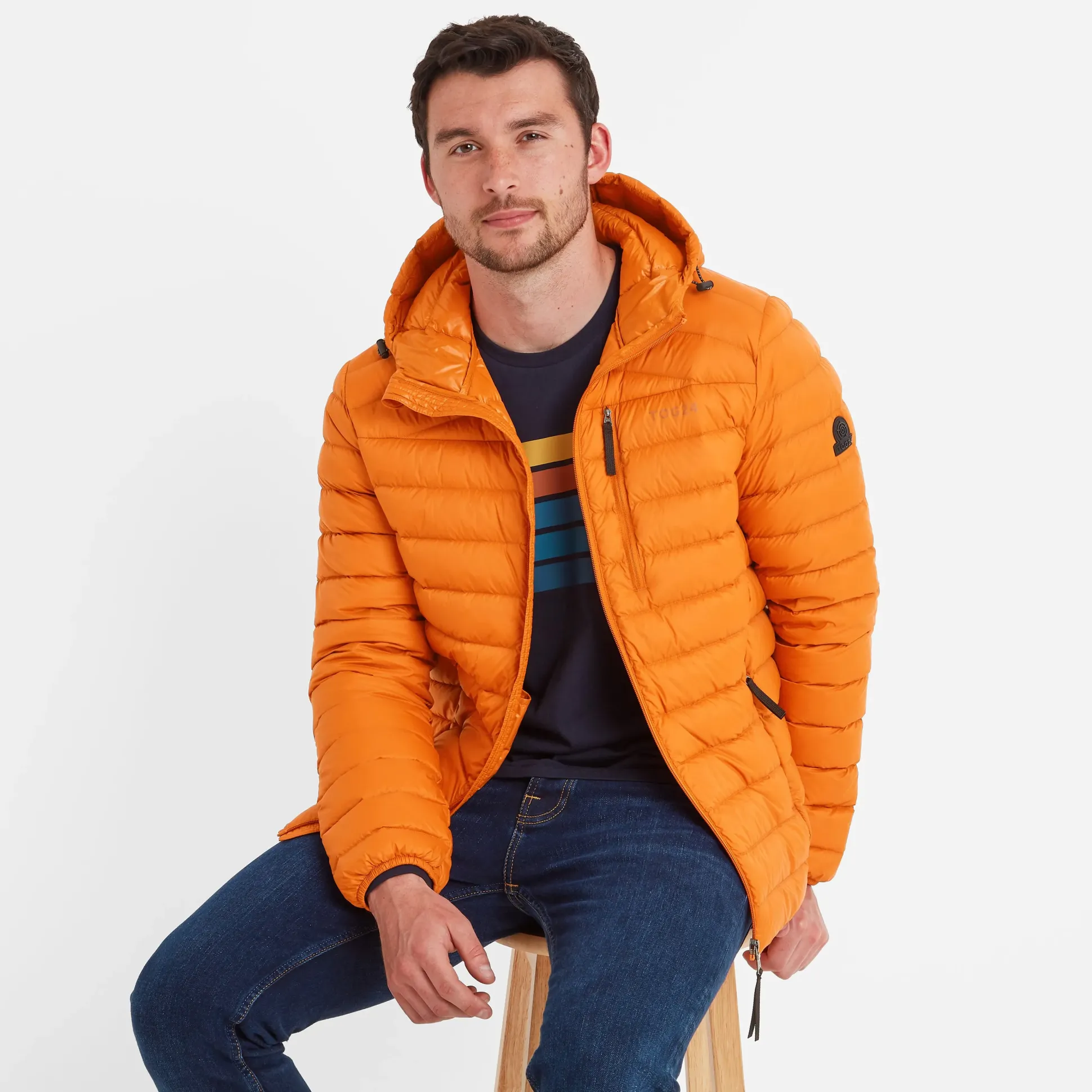 North Mens RDS Certified Down Hooded Jacket - Dark Orange