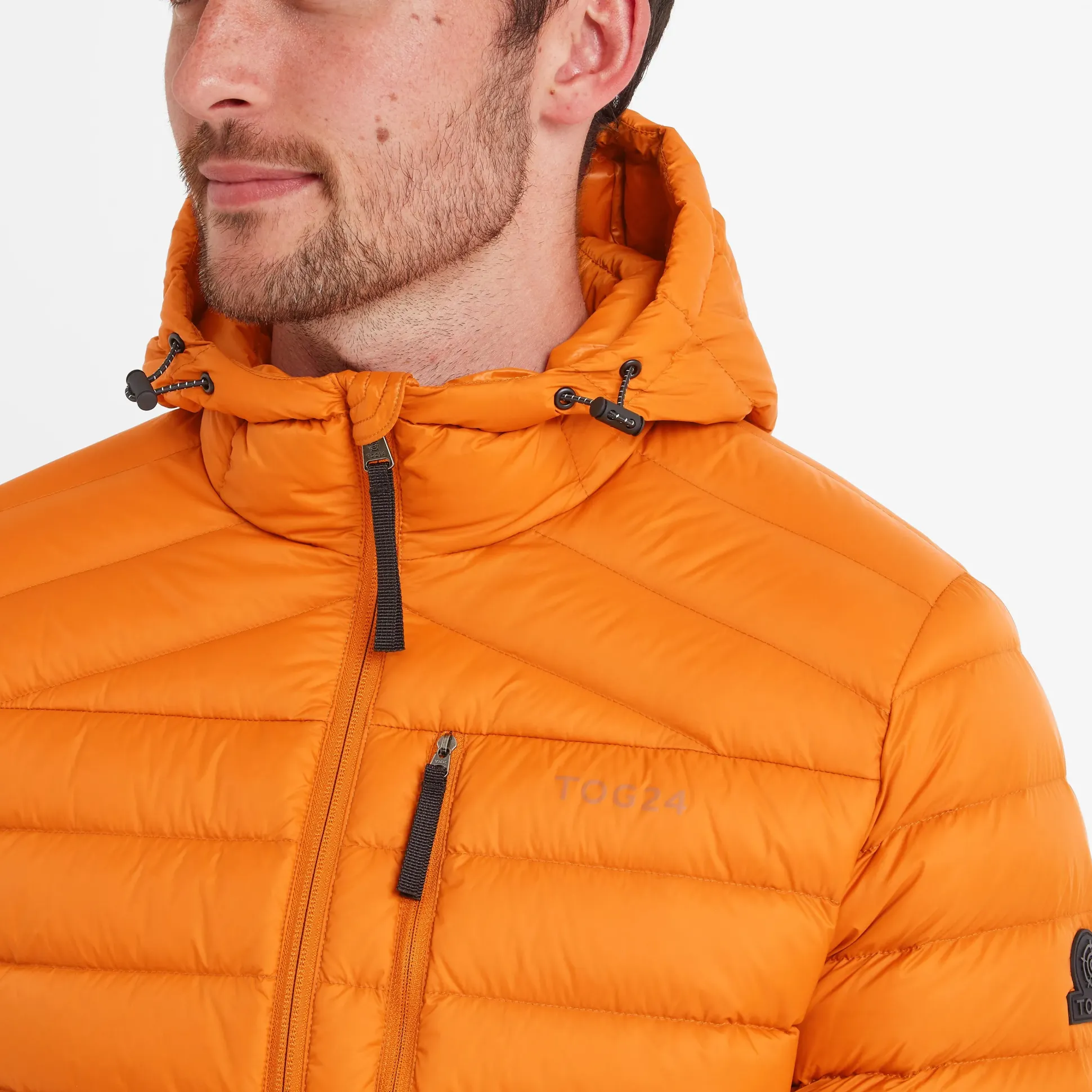 North Mens RDS Certified Down Hooded Jacket - Dark Orange