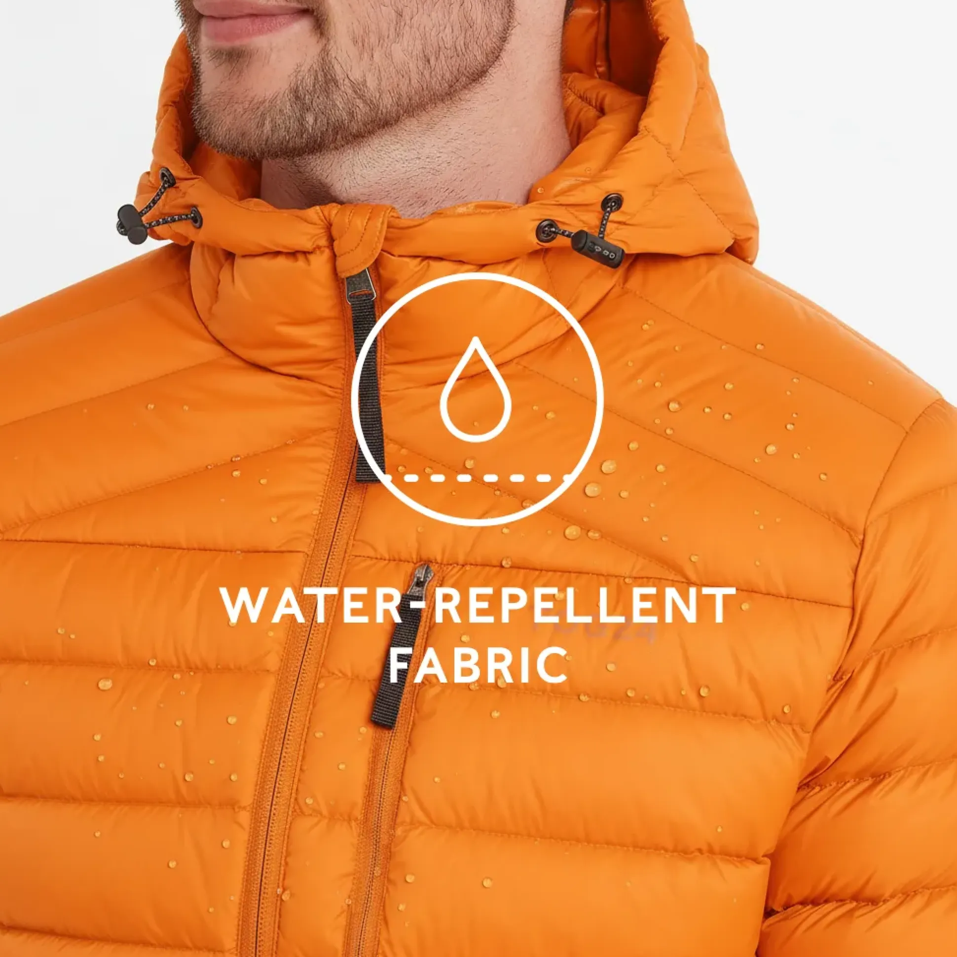 North Mens RDS Certified Down Hooded Jacket - Dark Orange