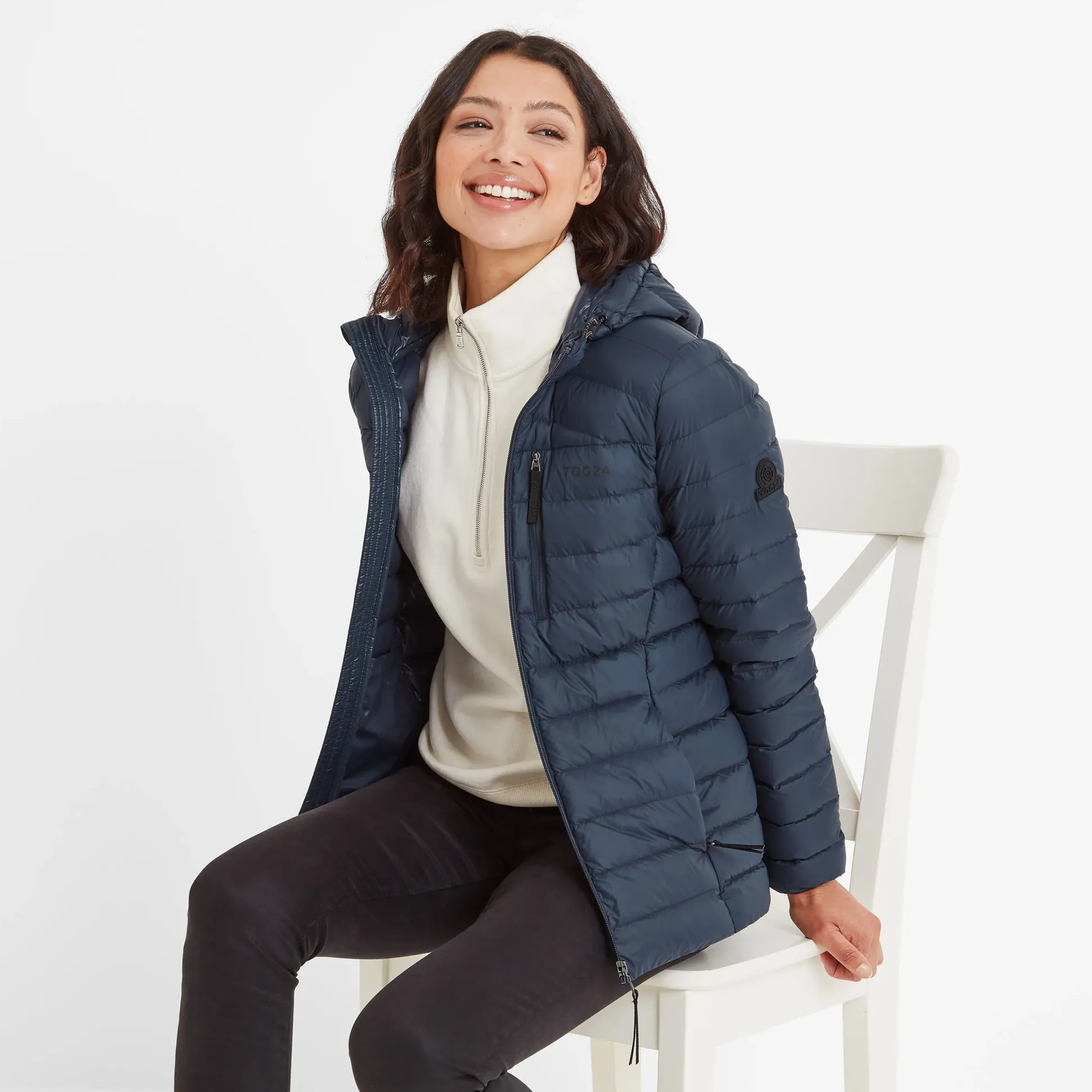 North Womens RDS Certified Down Hooded Jacket - Dark Indigo