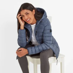 North Womens RDS Certified Down Hooded Jacket - Blue Stone