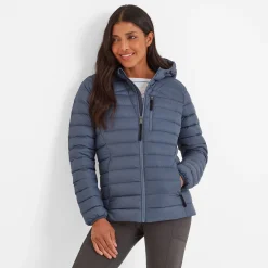 North Womens RDS Certified Down Hooded Jacket - Blue Stone
