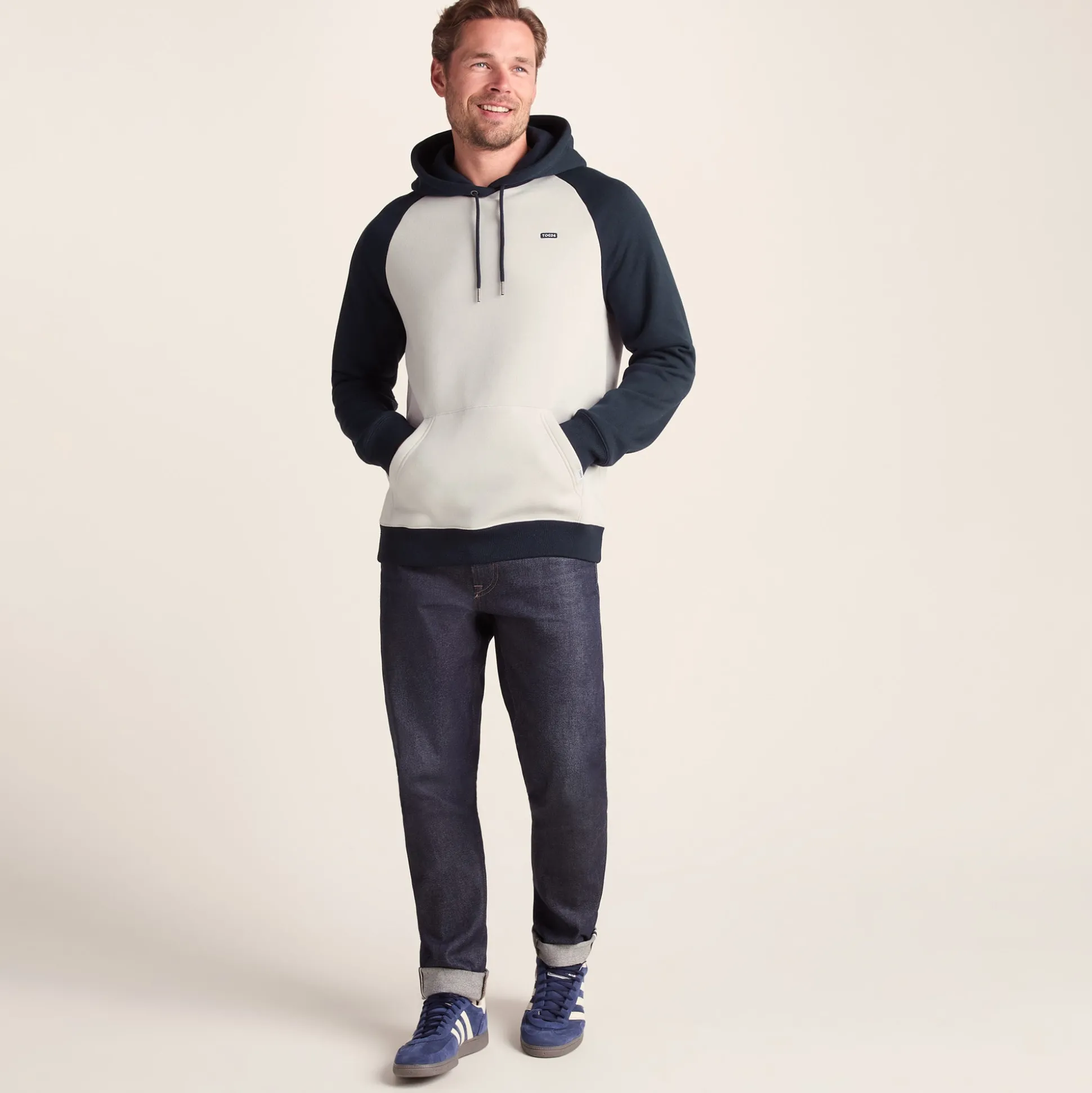 Noston Mens Supersoft Raglan Hoody - Dark Indigo