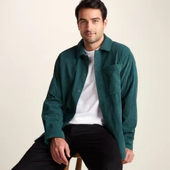 Olson Mens Chunky Corduroy Shacket - Midnight Green