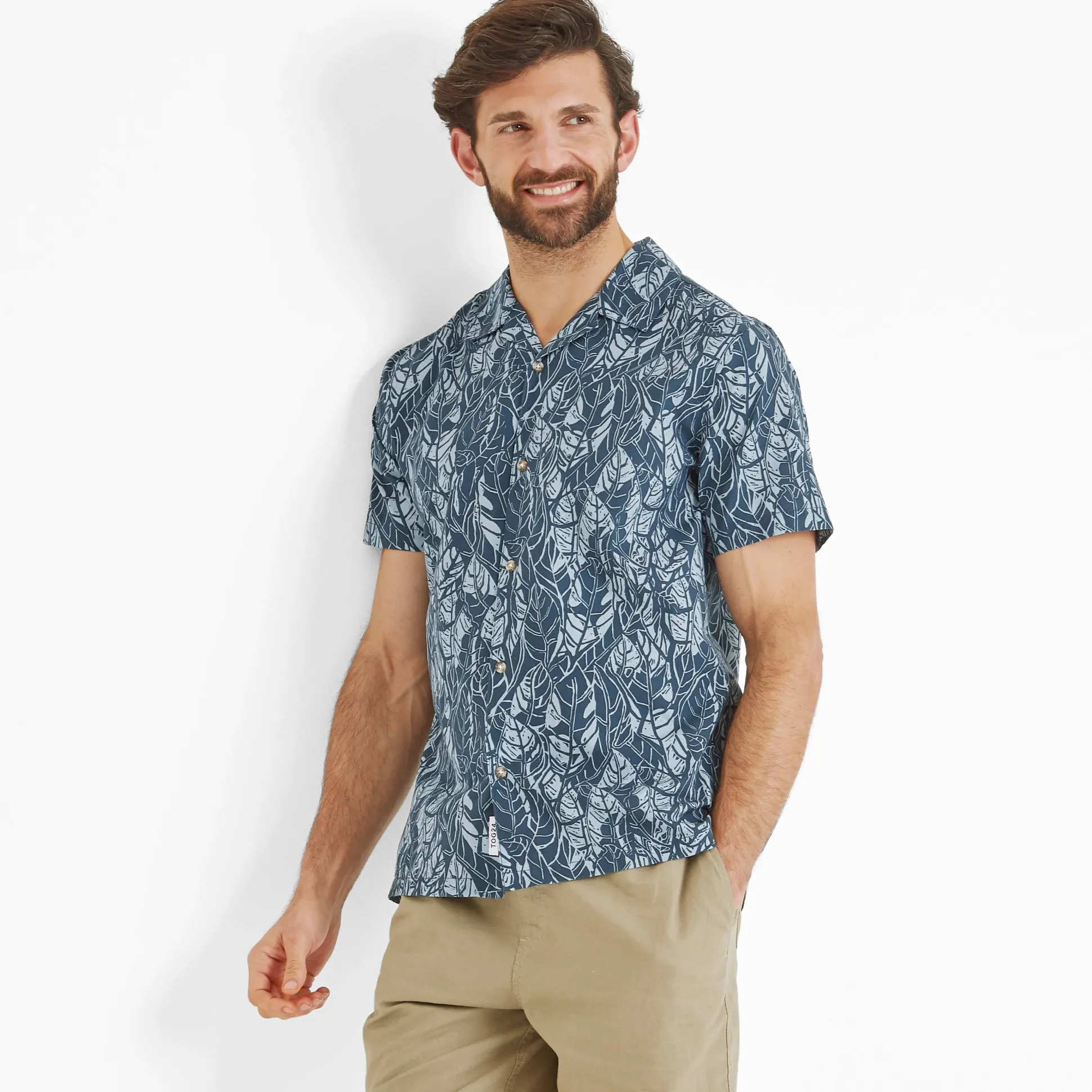 Otto Mens Short Sleeve Shirt - Night Sea Print