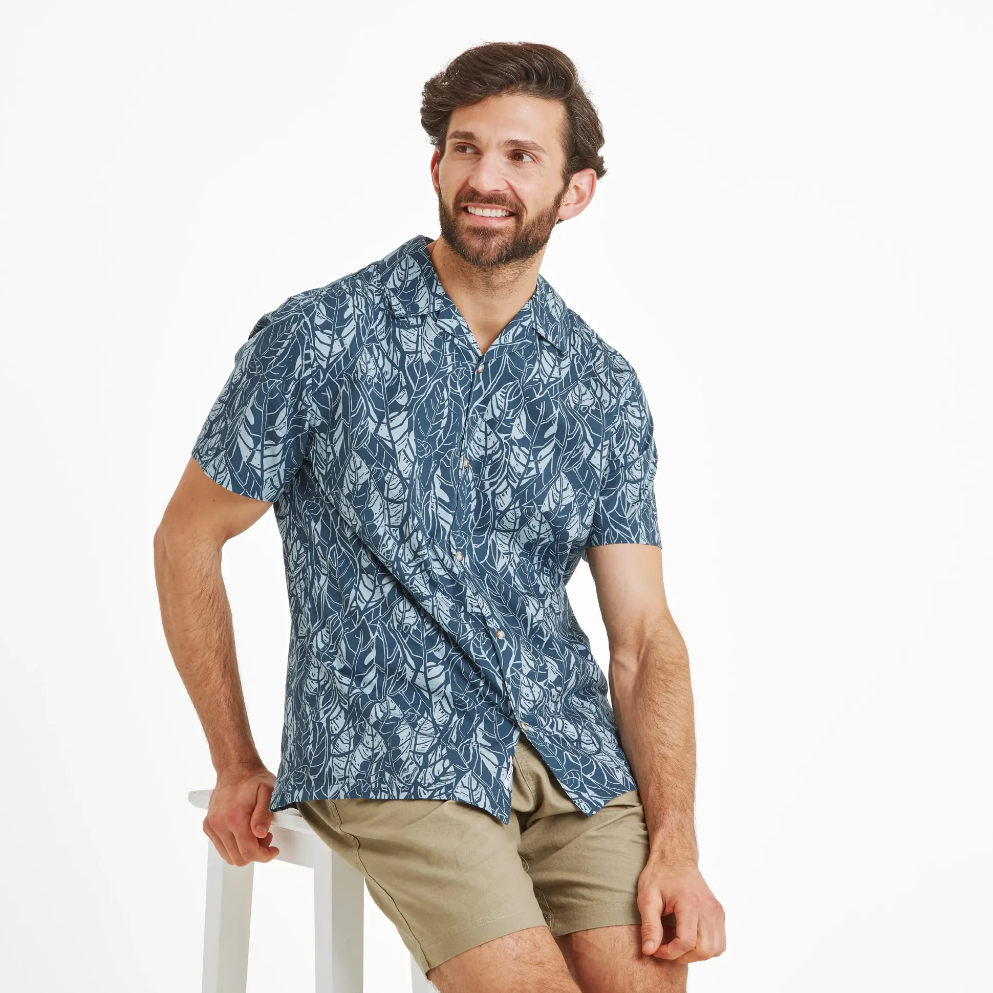 Otto Mens Short Sleeve Shirt - Night Sea Print