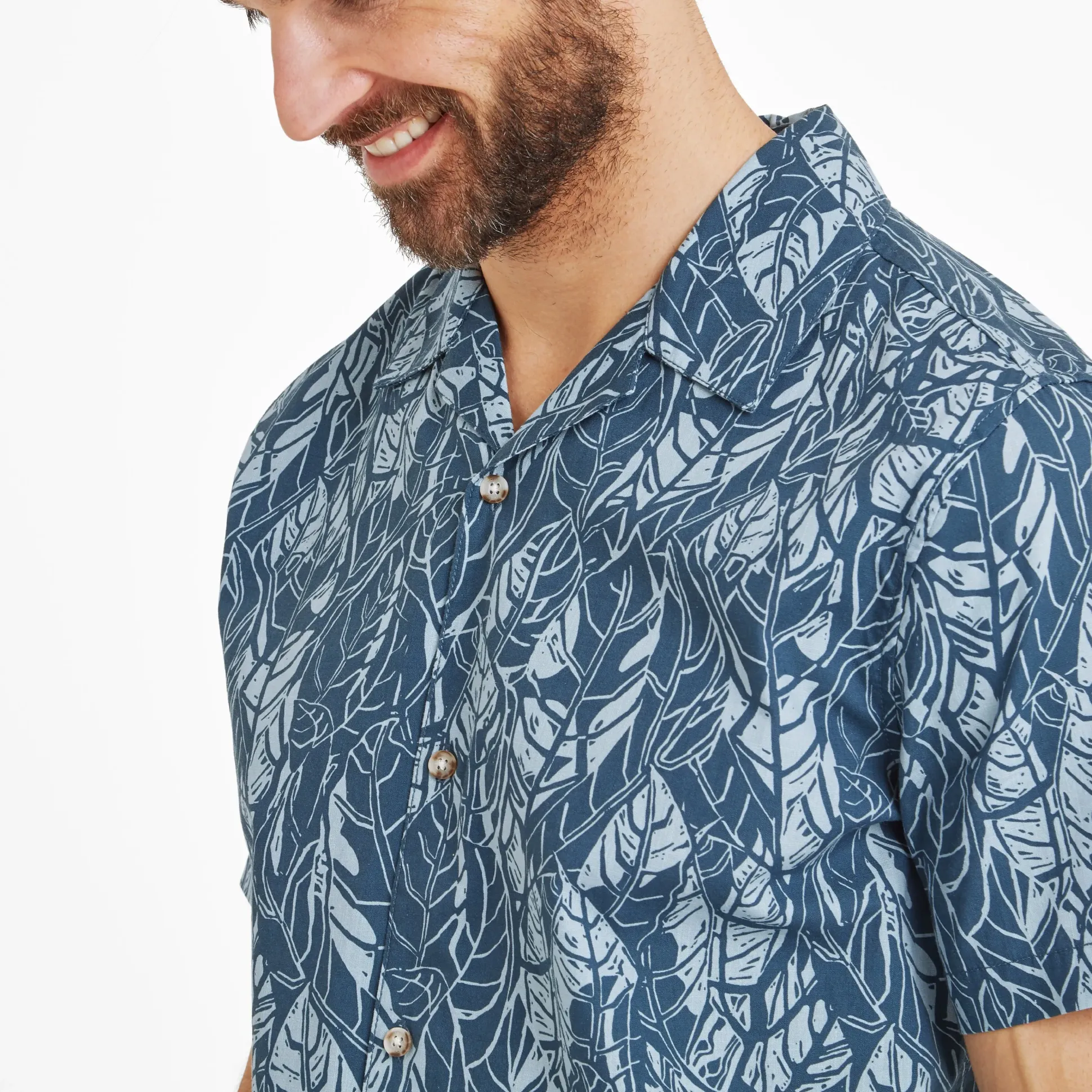 Otto Mens Short Sleeve Shirt - Night Sea Print