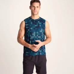 Pablo Mens Performance Vest - Inky Blue Pixel Print