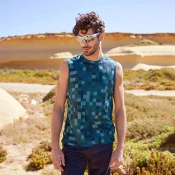 Pablo Mens Performance Vest - Inky Blue Pixel Print