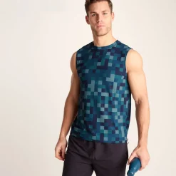 Pablo Mens Performance Vest - Inky Blue Pixel Print