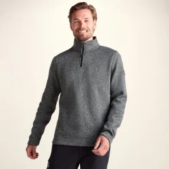 Pearson Mens Knitlook Quarter Zip Fleece - Dark Grey Marl