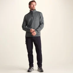 Pearson Mens Knitlook Quarter Zip Fleece - Dark Grey Marl