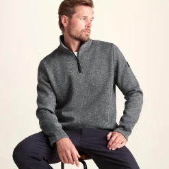 Pearson Mens Knitlook Quarter Zip Fleece - Dark Grey Marl